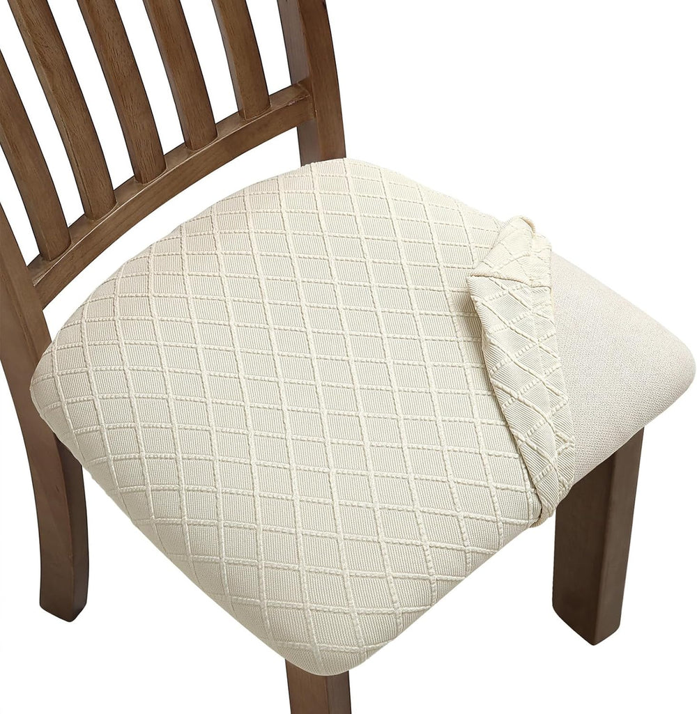 Fuloon Dining Chair Seat Covers Stretch Slipcovers, 6 Pack, Beige