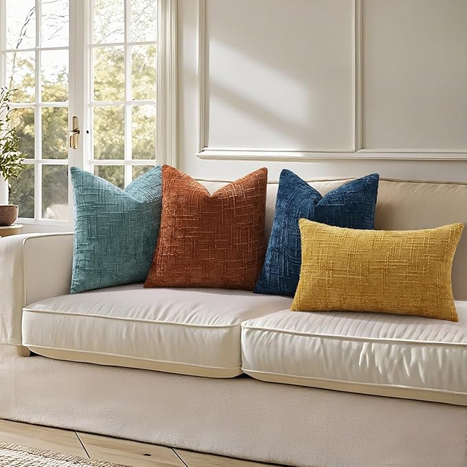 decorUhome Summer Teal Chenille Euro Sham Throw Pillow Covers 26x26 Set of 2 - Image 7