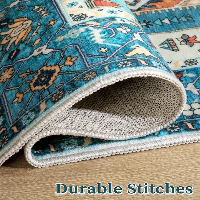 SERISSA 8x10 Area Rugs Blue, Washable Large Boho Rugs - Image 8