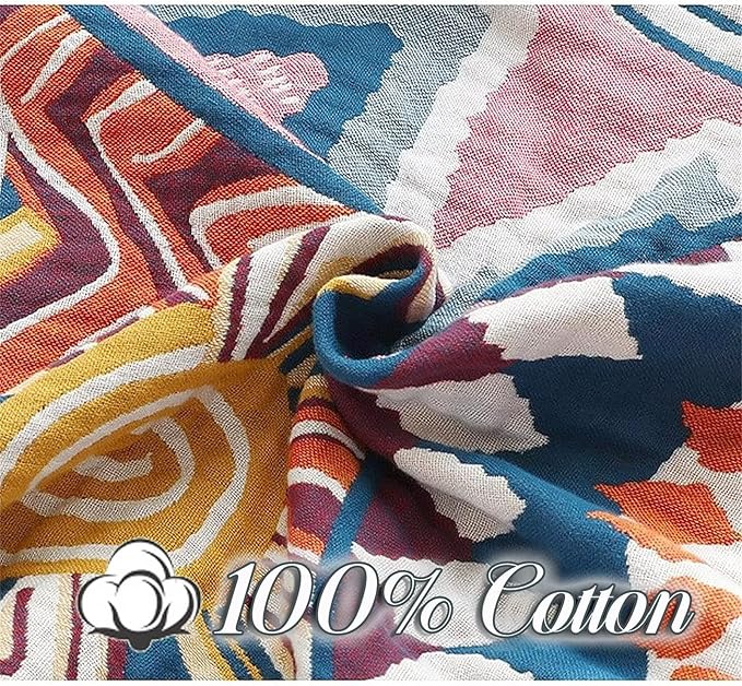 MSGKV Boho Throw Blanket for Bed 60"x80" 100% Cotton Couch Twin Size Blanket - Image 4