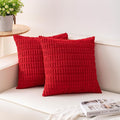 Pack of 2 Christmas Red Corduroy Decorative Throw Pillow Covers 16x16 Inch Soft by Unknown