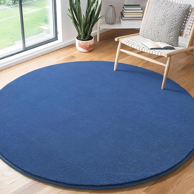 Amearea Blue Round Area Rugs 5ft Washable Circle Rugs - Image 8