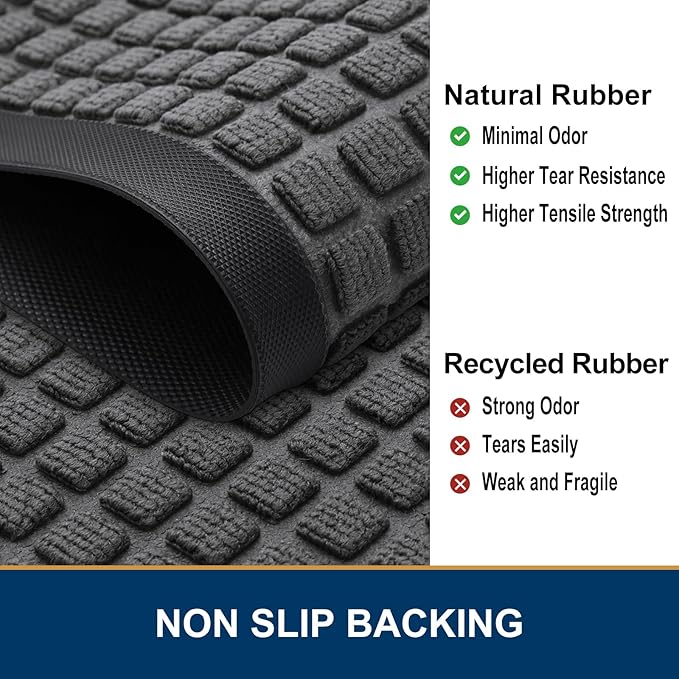 Smiry Front Door Mat Outside Entrance, Heavy Duty Natural Rubber Doormat - Image 4