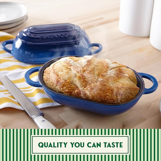 Enameled Cast Iron Bread Oven 2 Qt, Non-Stick Single Loaf Cast Iron Bread Pan