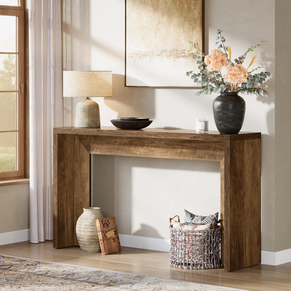Tribesigns 55-Inch Farmhouse Console Table, Wooden Couch Table Behind Sofa wi...