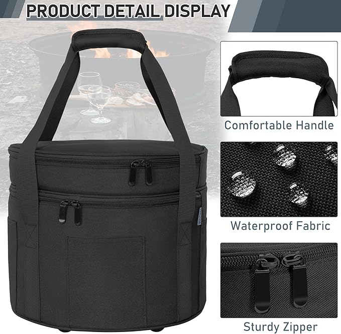 Dutch Oven Bag for 8 Inch Dutch Oven, 2-Layer Oven Travel Bag - Image 2