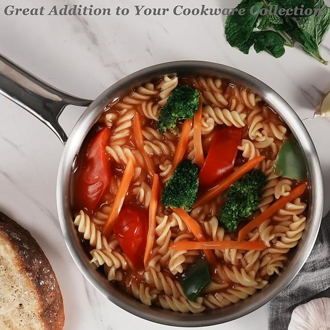 Saucepan Set with Lids, 3-Ply Stainless Steel 1.5QT and 3QT Cooking Pot - Image 7