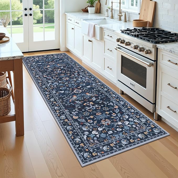 HEBE Washable Hallway Runner Rug 2'x 8' Non Slip Kitchen Rugs Runner, Low Pile - Image 9