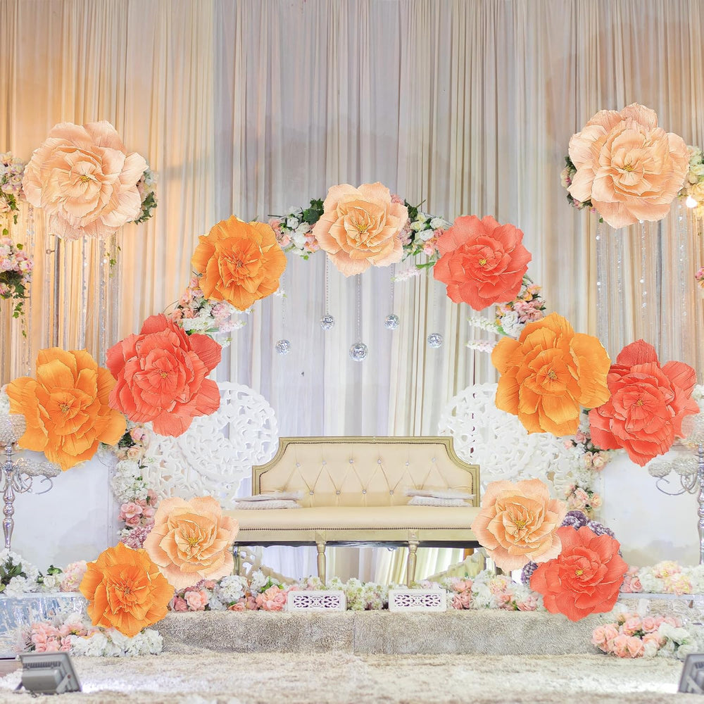 Aneco 6 Pieces Large Paper Artificial Flowers 3D Crepe Tissue Flower Wall Dec...