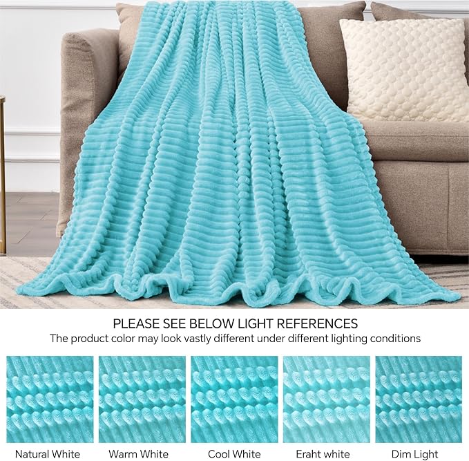 BEDELITE Fleece Blanket Twin Size – 3D Ribbed Jacquard Soft and Warm Decorative - Image 5