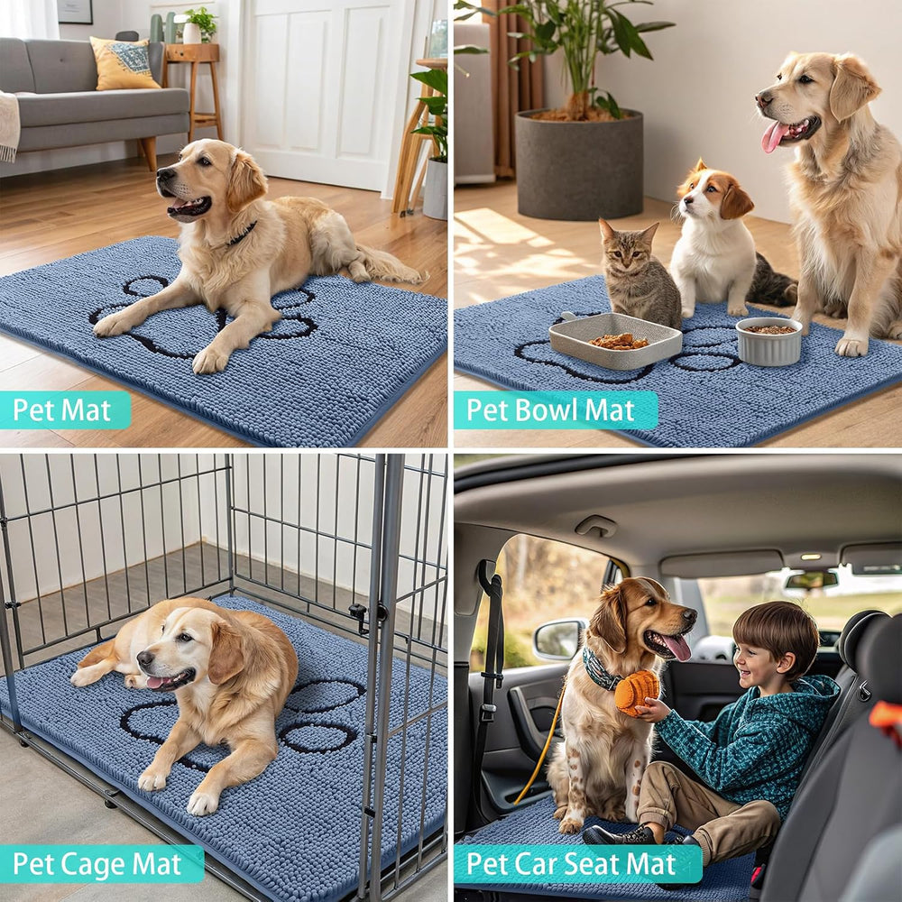 Smiry Dog Door Mat for Muddy Paws, Absorbent Non Slip Dirt Trapper, 48x30