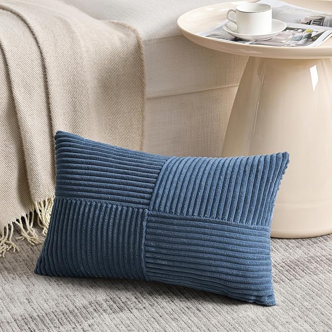 Fancy Homi 2 Packs Dusty Blue Lumbar Decorative Throw Pillow Covers 12x20 Inch - Image 2