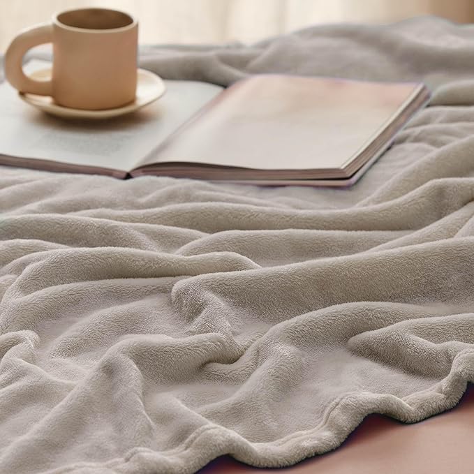 Bedsure GentleSoft Fleece Bed Blankets Queen Size Oxford Tan - Image 5