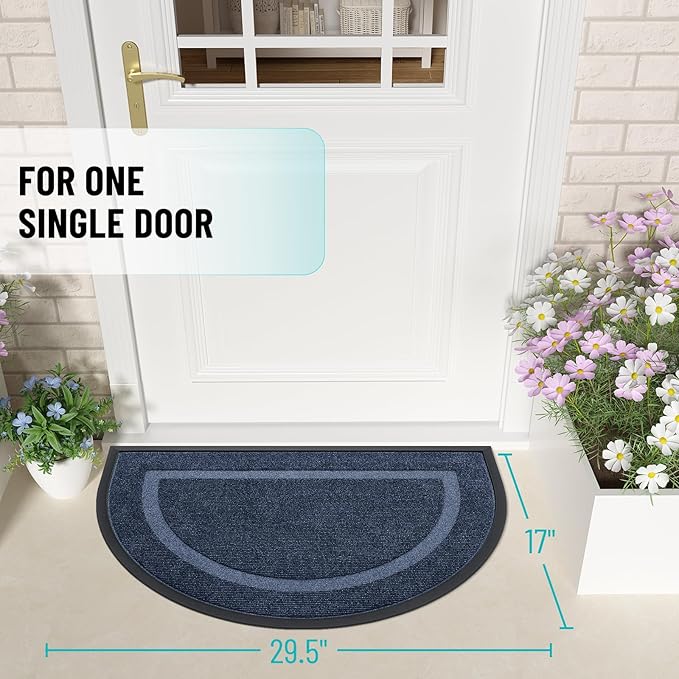 OLANLY Half Circle Door Mat Indoor Outdoor Entrance Welcome, Waterproof - Image 2