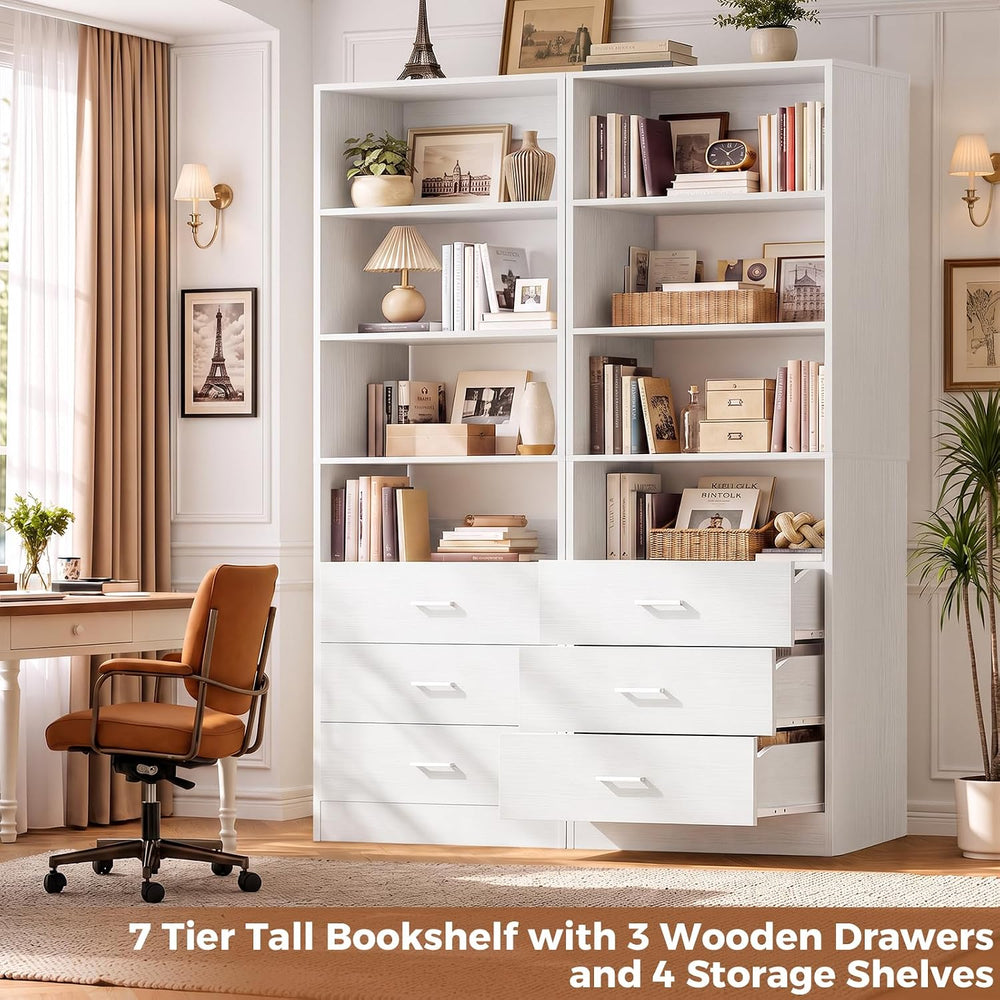 Aheaplus Closet Drawers Organizer System, 3.54FT Wood Closet System with 3 Dr...