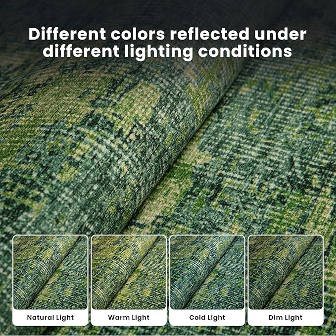 Washable Rugs 8x10 Area Rugs for Living Room-Green Modern Abstract Rugs for - Image 5