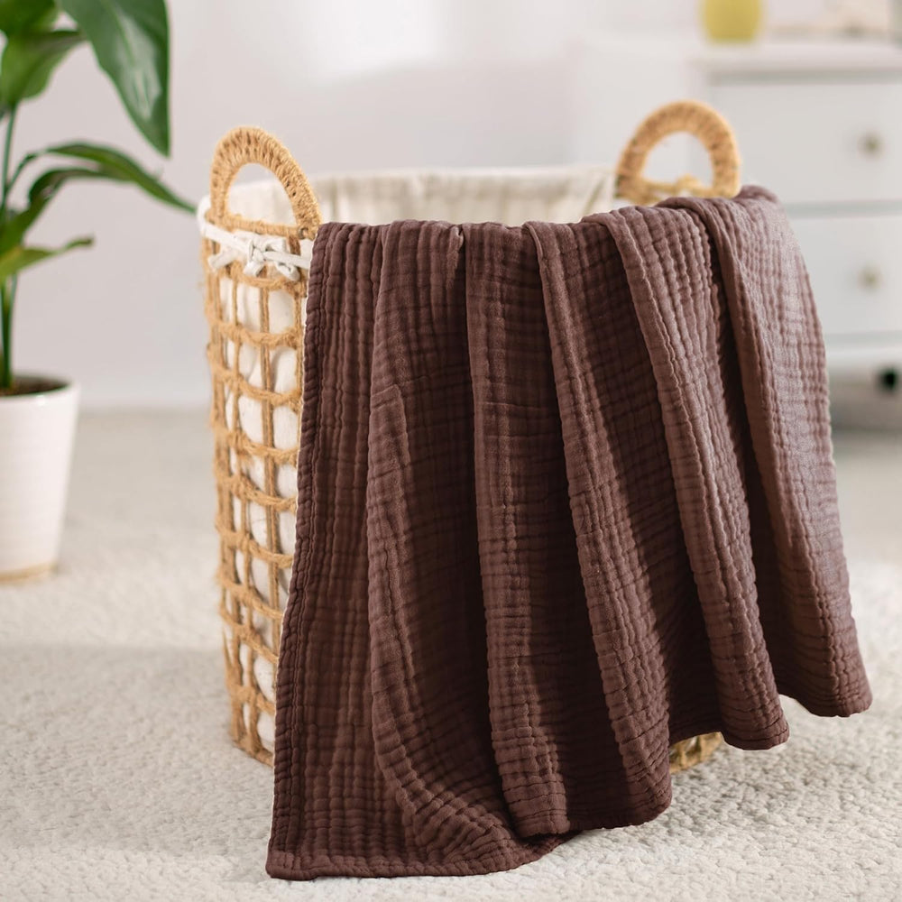 Carriediosa 100% Cotton Muslin Throw Blanket 90 x 90 Summer Gauze for Adult
