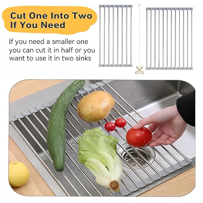 Roll Up Dish Drying Rack, 17.7" x 15.8" Over The Sink Dish Drying Rack - Image 4