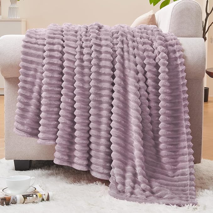 BEDELITE Fleece Blanket Twin Size – 3D Ribbed Jacquard Soft and Warm Decorative by BEDELITE