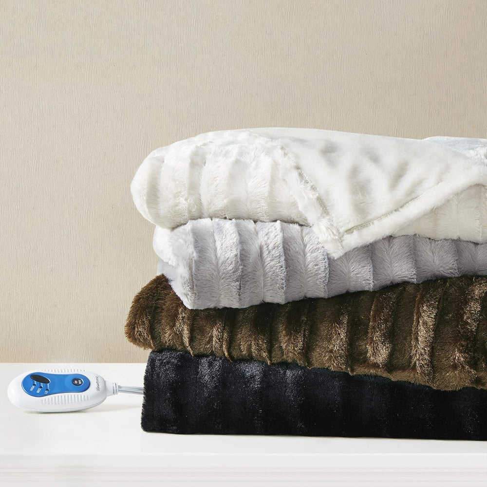 Beautyrest Duke Blanket Luxury Oversize Electric Throw Premium Soft Cozy Brus...