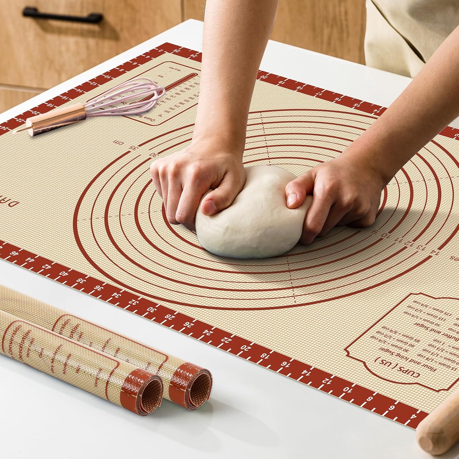 DANIA & DEAN 26"x16" Extra Thick Silicone Baking Mat for Pastry and Bread | Non-Slip & Non-Stick Mat with Measurements, for Pizza, Pie Crust, Dough Rolling, Pasta & Sourdough, Reusable Counter Sheet