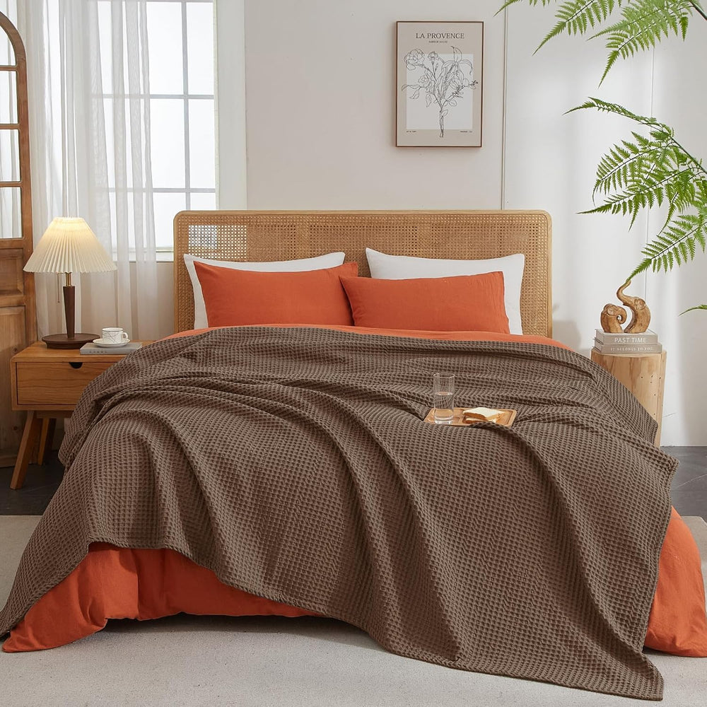 PHF Ultra Soft Waffle Weave Blanket for Bed, King Size, 104"* 90" C...