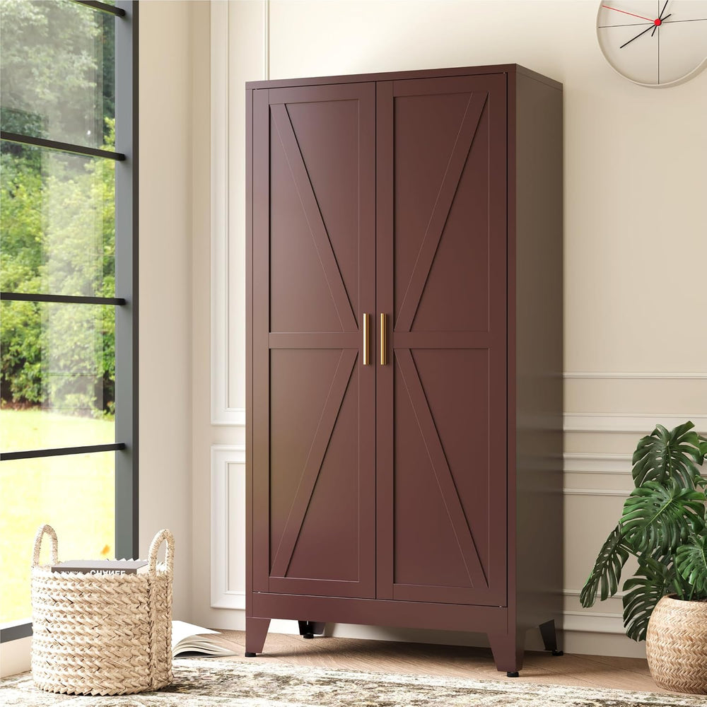 Baborokic 61H Metal Storage Cabinet with 2 Doors and Adjustable Shelves,Farmh...