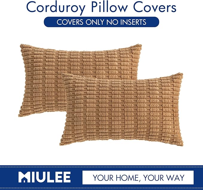 MIULEE Pack of 2 Corduroy Decorative Lumbar Throw Pillow Covers 20x12 Inch Soft - Image 6