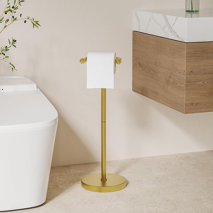 Toilet Paper Holder Stand, Modern Bathroom Free Standing Toilet Paper Roll - Image 2