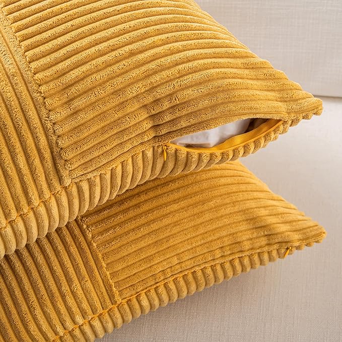 Fancy Homi 2 Packs Gold Yellow Lumbar Decorative Throw Pillow Covers 16x32 Inch - Image 4