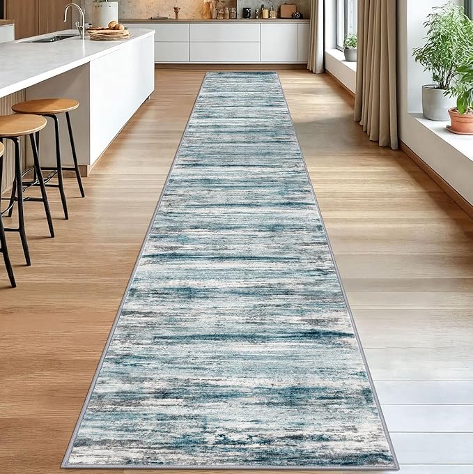 KOZYFLY Modern Abstract Hallway Runner Rug, 2.6x18 Washable Rug Runner Non-Slip - Image 3