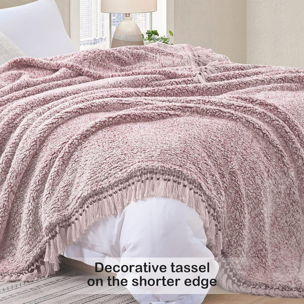 Ultra Soft Fleece Sherpa Blanket King Size,Lightweight Cozy Boho Bed Blanket ...