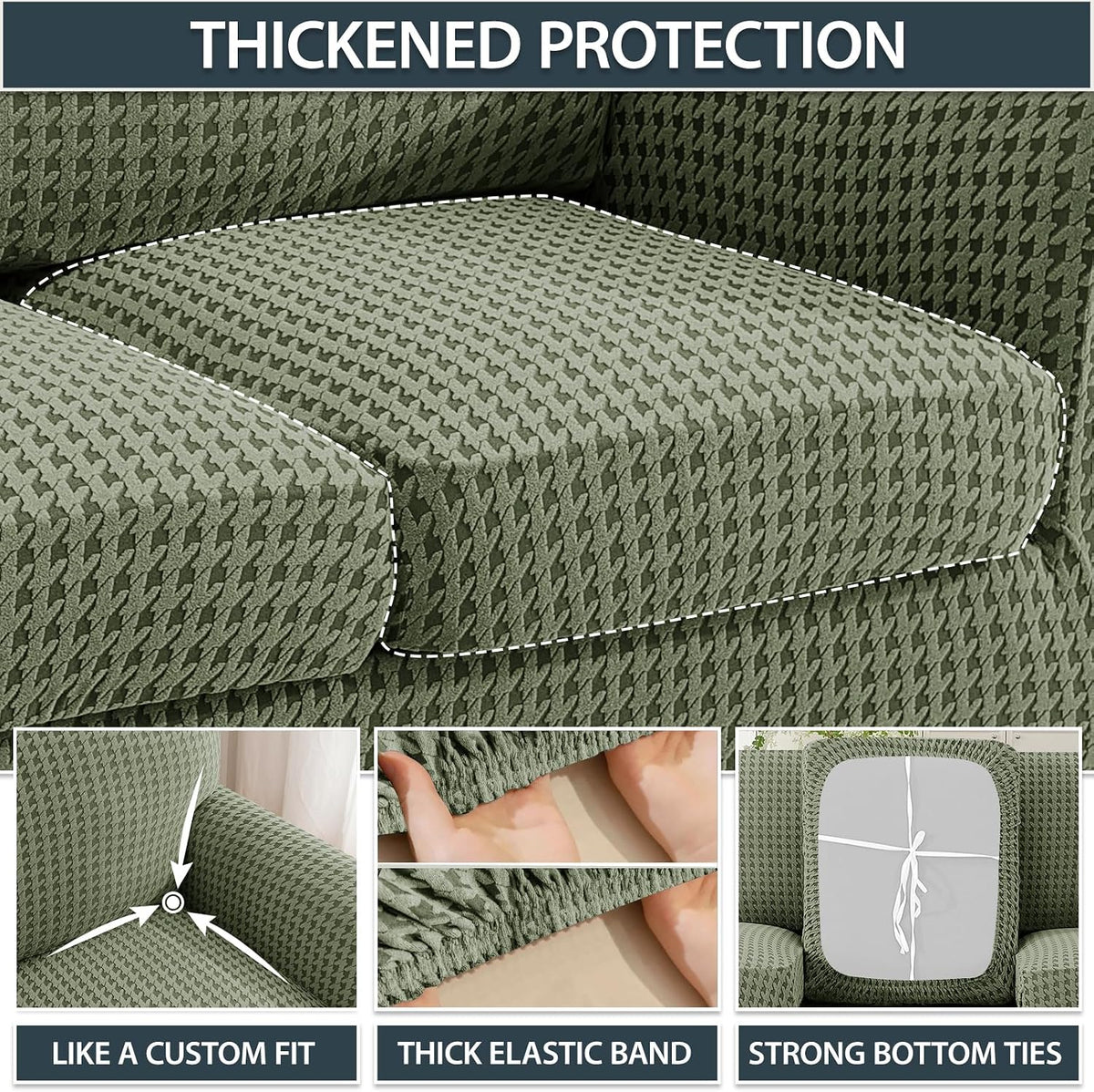 2 piece stretch chair slipcovers with arms (34"-44") shown in use