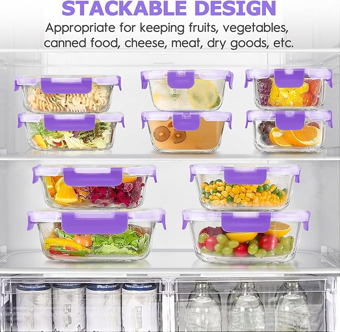 34pcs Glass Food Storage Containers