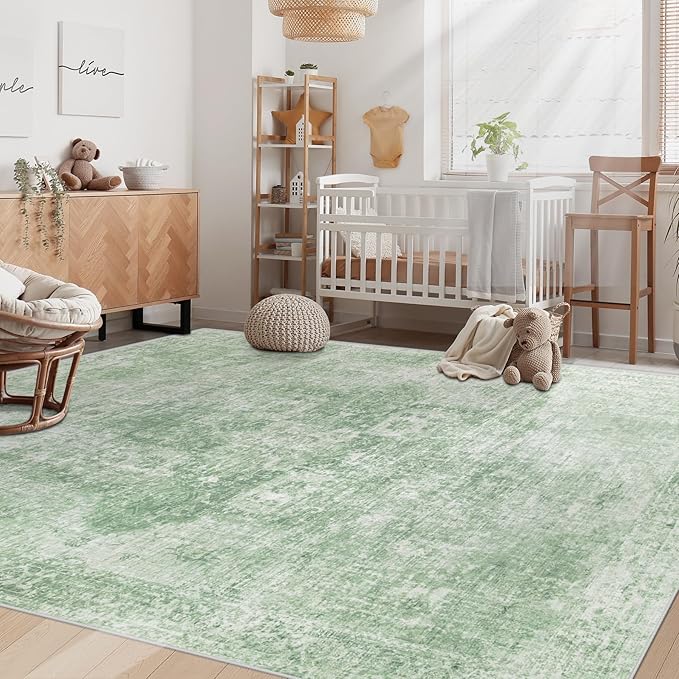 Area Rug 6x9 Washable Rug, Vintage Boho Medallion Rugs Non-Slip Soft Low Pile - Image 3