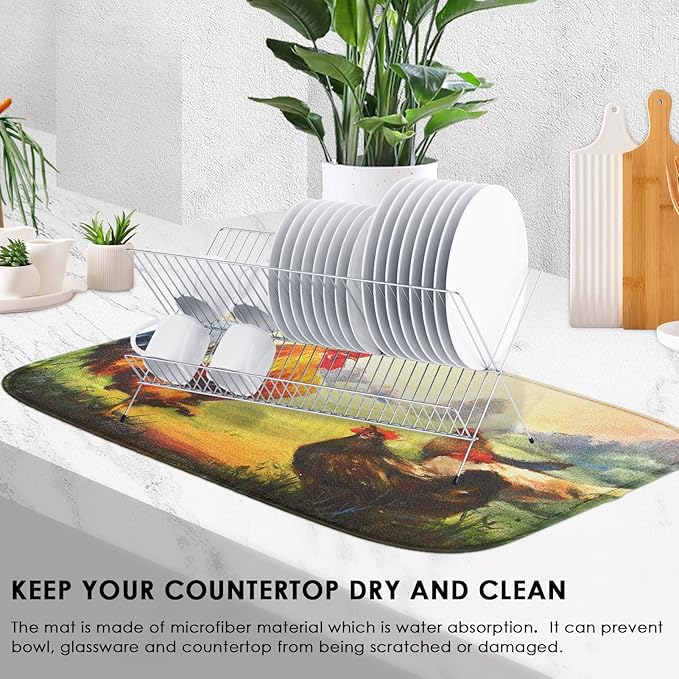 Sanwarm Absorbent Dish Drying Mat, Coffee Bar Decor, Heat Resistant and - Image 4