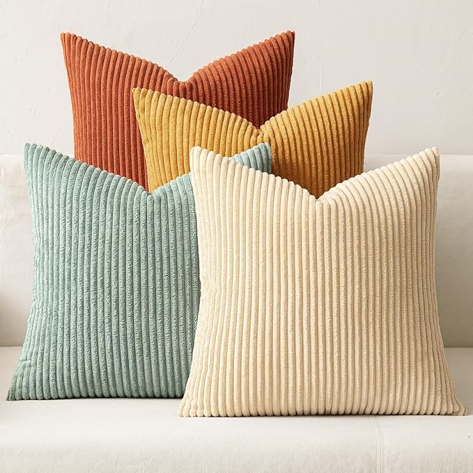 MIULEE Boho Farmhouse Throw Pillow Covers 16x16 Inch Set of 4 Modern Natural by MIULEE