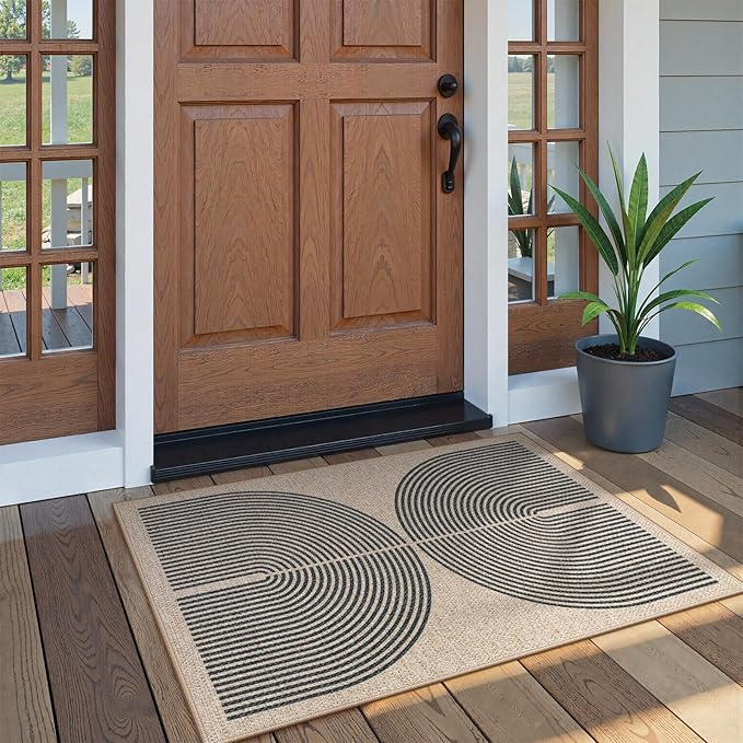 Lahome Enfys Rainbow Easy Jute Rug, Farmhouse Neutral Lightweight Non Shedding by Lahome