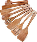 8 Pcs Best Non Toxic Kitchen Utensil Set Teak Wooden Cooking Spoons Nonstick by Ayiaren