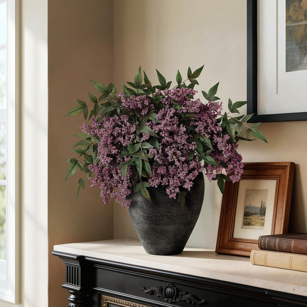 8 Pcs 36" Artificial Nandina Berry Stem, Fake Branches for Vase(Dusty Plum)