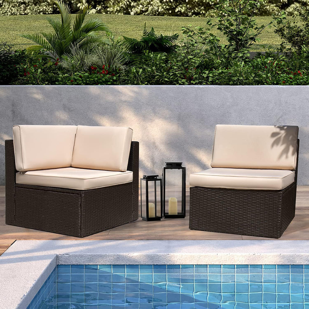 Devoko Patio Furniture Sofa Sets Outdoor All-Weather Sectional Corner Sofa an...