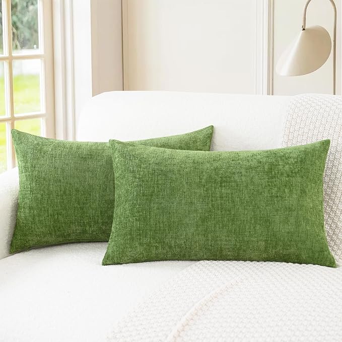 CaliTime Throw Pillow Covers Decorative 12 X 20 Inches Pack of 2 Cozy Chenille by CaliTime