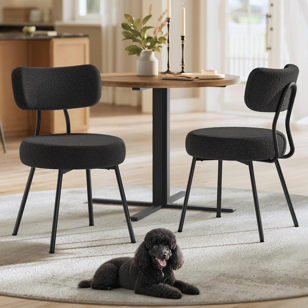 VASAGLE Boucle Dining Chairs Set of 2, Upholstered Kitchen Dining Room Chairs...