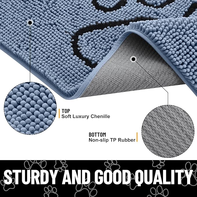 Smiry Dog Door Mat for Muddy Paws, Absorbent Dirt Trapper Non Slip Quick Dry - Image 3