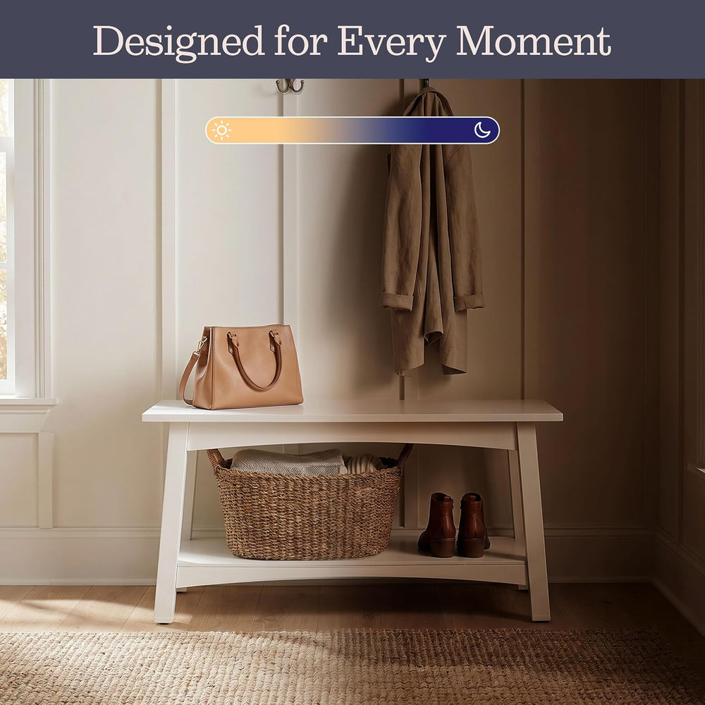 Alaterre Furniture Craftsbury Entryway Bench with Storage Shelf, White, 36”