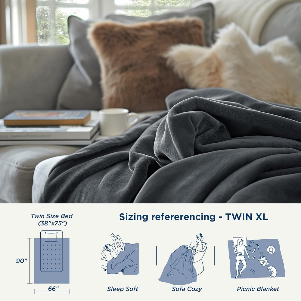 Bedsure Thick Heavy Warm Blankets for Winter, Soft Fleece Twin Blanket for Be...
