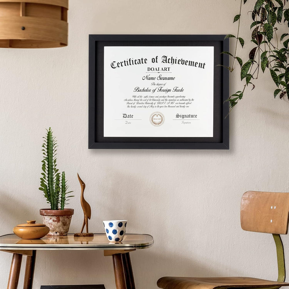 DOAI ART Diploma Frame 14x17 with Mat Classic Black HD Glass,Black