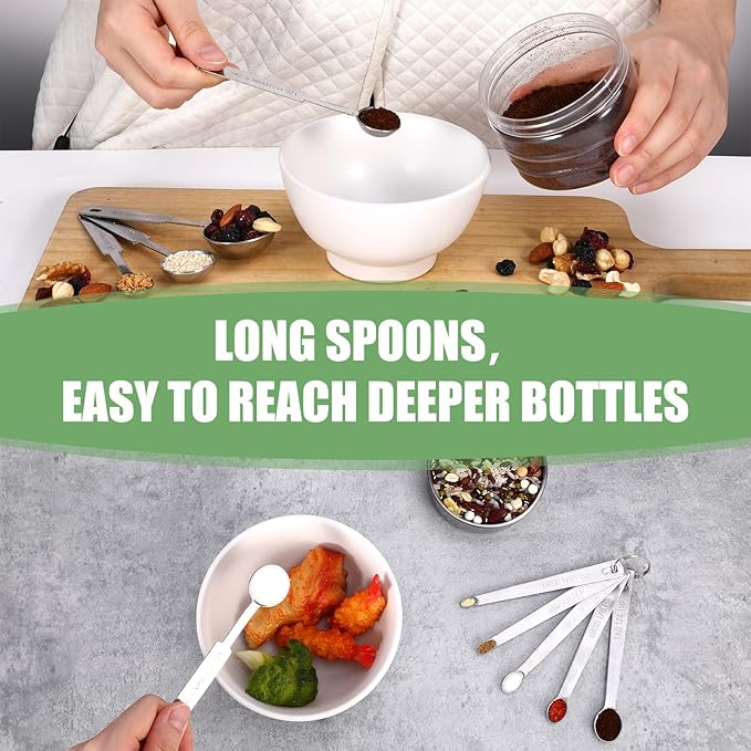 Measuring Cups and Spoons Set of 16, 5 Nesting Metal Measuring Cups and 5 - Image 5