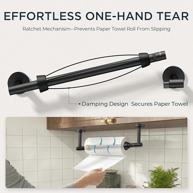 FORIOUS Paper Towel Holder Under Cabinet, SUS304 Wall Mounted Commercial Paper - Image 3