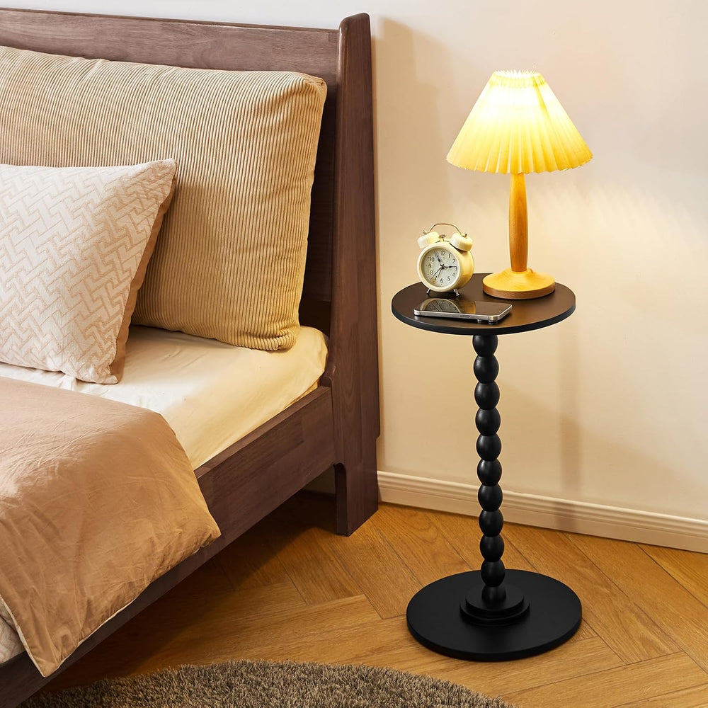 Aibiju Round Side Table, Solid Wood Drink Table, Modern Minimalist Bedside Ta...